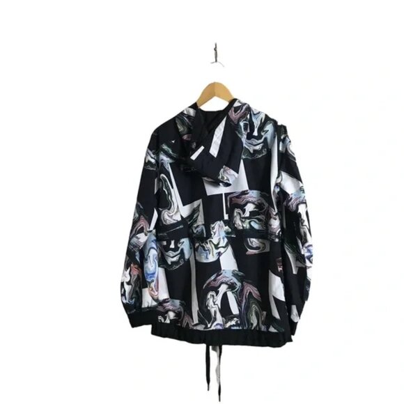 Nike Women's Black/Multi Marble-Print Half-Zip Hooded Jacket I Large - Picture 4 of 8